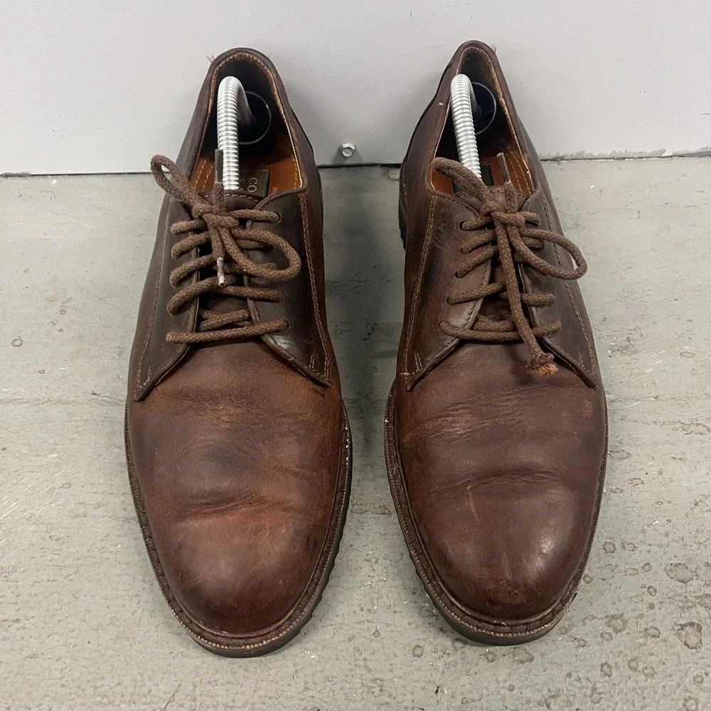 Cole‎ Haan Country Men's 9.5 M Dark Brown Distressed Leather Oxford Derby Shoes